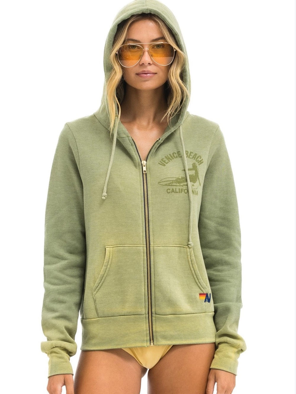 Aviator Nation VENICE SURFER ZIP HOODIE - FADED ARMY